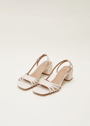 Phase Eight Leather Slingback Block Heels Cream Australia | EQ4183627